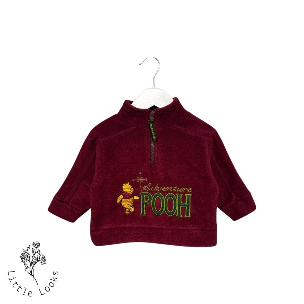 šÆ Vtg 90s Disney Embroidered Winnie The Pooh Fleece Quarter Zip Sweater size 6M